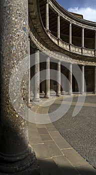 Colonnade, Palace of Charles V interior courtyard, Alhambra, Granada, Spain