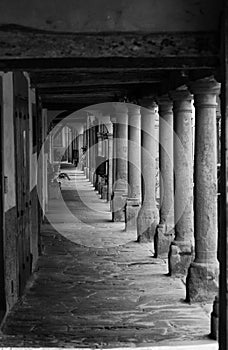 Colonnade in Poppi, Tuscany, Italy