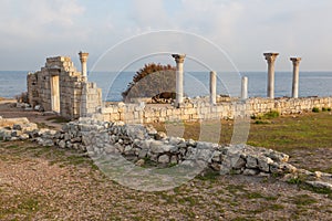 Colonnade in ruins of the Ancient Greek city of Chersonese