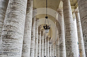 Colonnade of St. Peter`s Basilica in Vatican