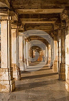 Colonnaded cloister of historic Tomb at Sarkhej Roza mosque