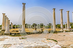 The colonnaded Palaestra of the gymnasium at the ancient Roman city of Salamis near Famagusta, Northern Cyprus