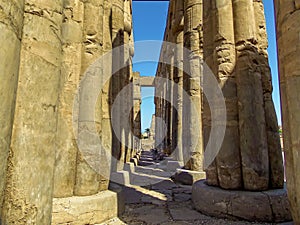 A colonnaded passage in the Luxor Temple, Egypt