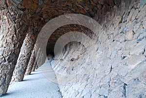 Colonnaded pathway at Gaudi's famous Park Guell