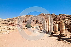 Colonnaded street in ancient city of Petra, Jordan