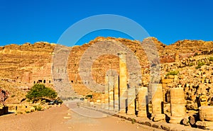 The Colonnaded street and the Royal Tombs at Petra