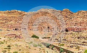 The Colonnaded street and the Royal Tombs at Petra