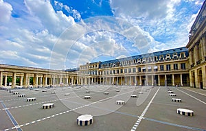 Colonnes de Buren in the center of Paris