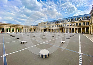 Colonnes de Buren in the center of Paris