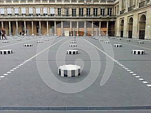 Colonnes de Buren in the Palais Royal in Paris, France