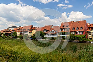 Colony of fishermens houses called Klein-Venedig at river Regnitz in Bamberg, Bavaria, Germany