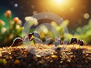 Colony Harmony: Ant Illustrations Showing Cohesion and Solidarity