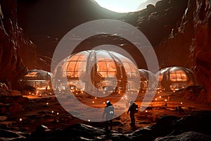 colony on Mars where people live and adapt to new conditions.