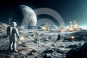 colony and technological installations on the moon. generated with ai