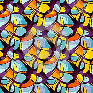 Color abstract ethnic seamless pattern in graffiti style with elements of urban modern style