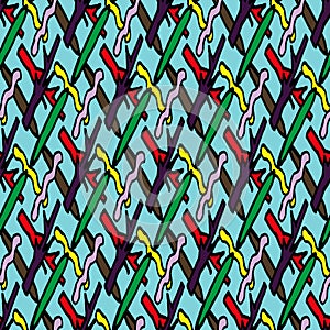Color abstract ethnic seamless pattern in graffiti style with elements of urban modern style bright quality illustration for your