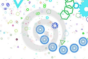 Color abstract motion, particle or random pattern generative art background. Graphic, white, web & geometric.