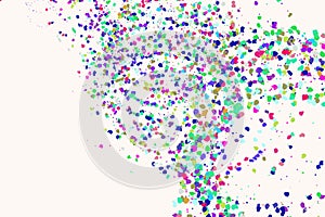 Color abstract motion, particle or random pattern generative art background. Vector, design, messy & texture.