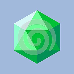 Color abstract shape with low-poly, polygonal triangular green color