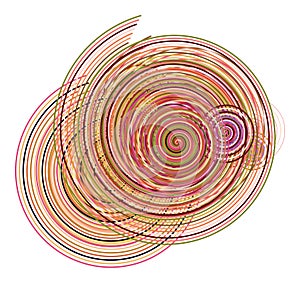 Color abstract twirl circle lines geometric pattern generative art background. Illustration, circles, design & concept.