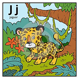 Color alphabet for children, letter J jaguar