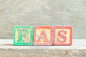 Color letter block in word FAS Abbreviation of Fetal alcohol syndrome, Free alongside or Financial accounting standards photo