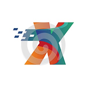 Color Alphabet X Logo Technology