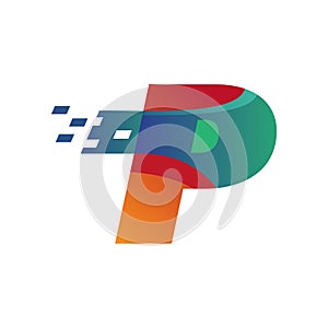 Color Alphabet P Logo Technology