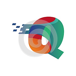 Color Alphabet Q Logo Technology