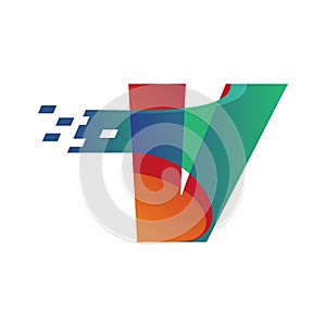 Color Alphabet V Logo Technology