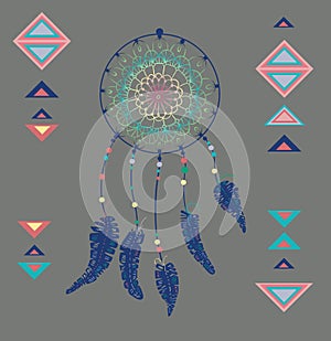 Color American Indians dreamcatcher