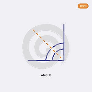 2 color Angle concept vector icon. isolated two color Angle vector sign symbol designed with blue and orange colors can be use for