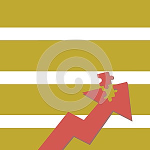 Color Arrow Illustration Pointing Upward with Detached Part like Jigsaw Puzzle Tile Piece. Creative Background Concept