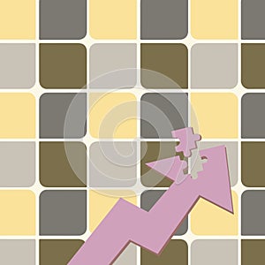 Color Arrow Illustration Pointing Upward with Detached Part like Jigsaw Puzzle Tile Piece. Creative Background Concept