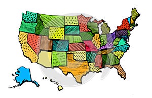 Color Art Map Of United States Of America Funny