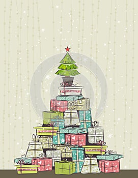 Color background with christmas present ,