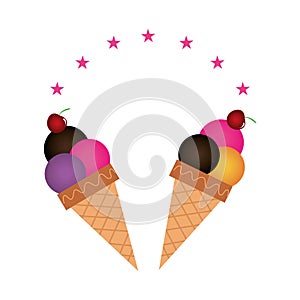 Color background with ice cream cones