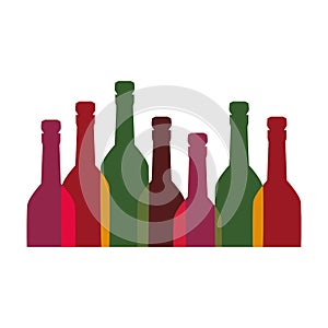 Color background with set of liquor bottles