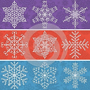 Color background with snowflakes line stile, vector