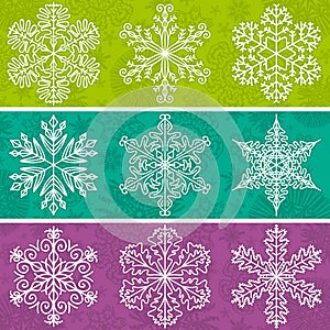 Color background with snowflakes line stile, vector