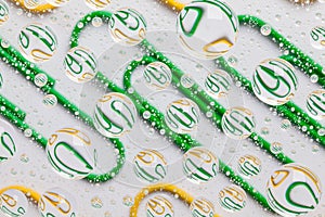 Color background with water drops and paper clips