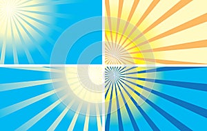 Color backgrounds with rays - vector set