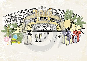 Color banner happy new year 2016.vector illustration