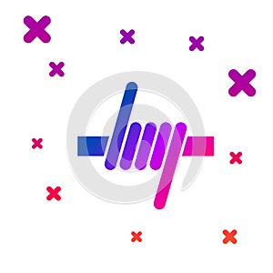 Color Barbed wire icon isolated on white background. Gradient random dynamic shapes. Vector