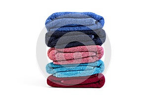 Color bath towel isolated on white background.