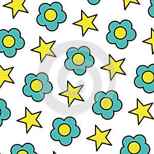 Color beauty flower with bright star background