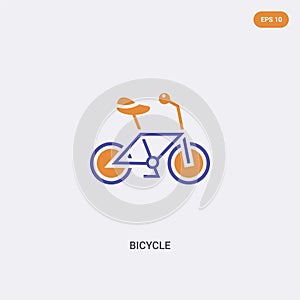 2 color Bicycle concept vector icon. isolated two color Bicycle vector sign symbol designed with blue and orange colors can be use