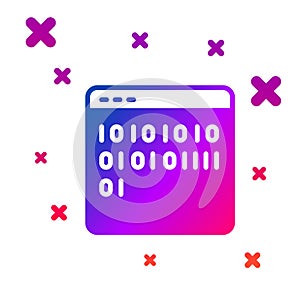 Color Binary code icon isolated on white background. Gradient random dynamic shapes. Vector