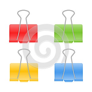 Color binder clips illustration isolated on white background