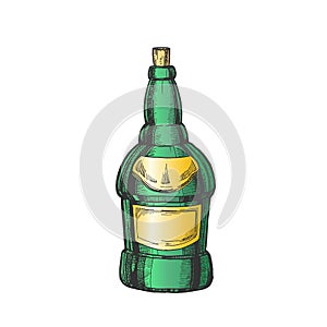 Color Blank Bottle Of Wine With Cork Cap Vector